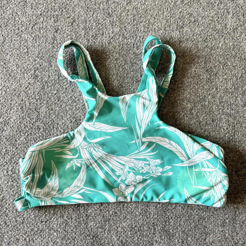 Tori Praver Hawaiian Print Floral Halter Cutout Bikini Top Women's XL